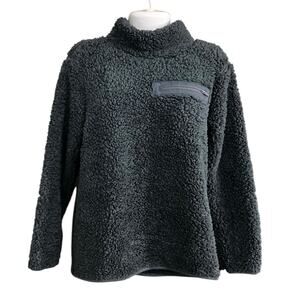 Jockey Women's Dark Grat Sherpa Fleece Long Sleeve Comfort Pullover Casual SZ M